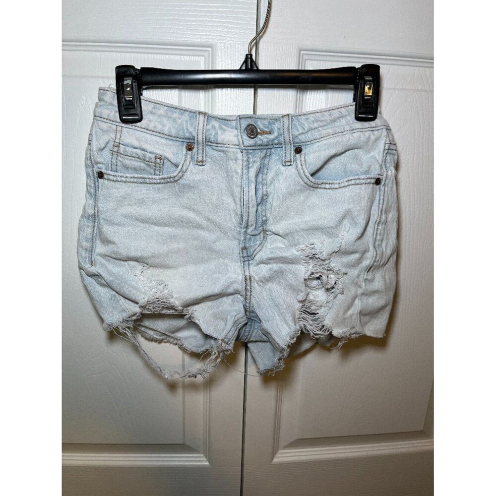 Old Navy OG Straight Denim Shorts Womens Size 4 Light Wash Distressed Cutoff